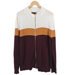 INC‎ International Concepts Mens XL Full Zip Cardigan Sweater Color Block Knit